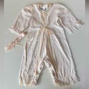 Vintage Once Upon A Time Whimsey Lace Girl Romper One Piece Lace Ivory 12 M